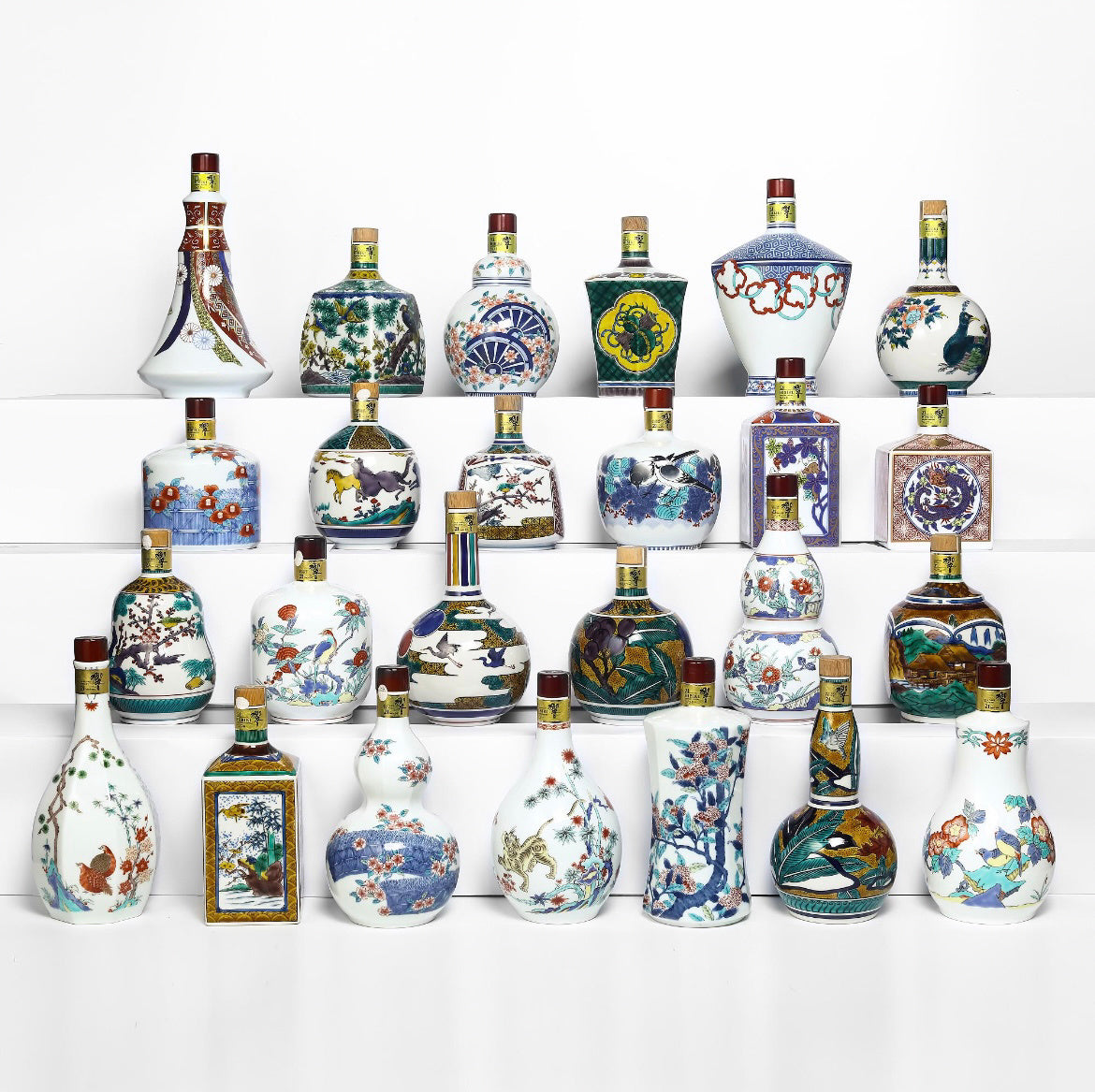 Hibiki Japanese whisky bottles with decorative and presentation packaging