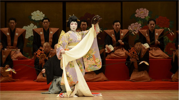 A performance scene from traditional Japanese theatre